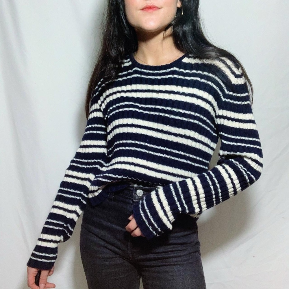 Striped Navy and White Sweater